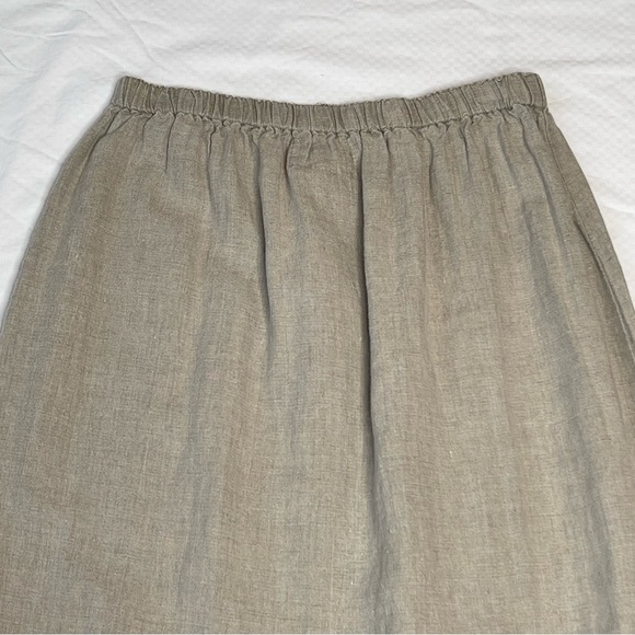 Flax Light Brown Linen Maxi Skirt | Elastic Waist | High Slit | EUC | Medium - Picture 6 of 8